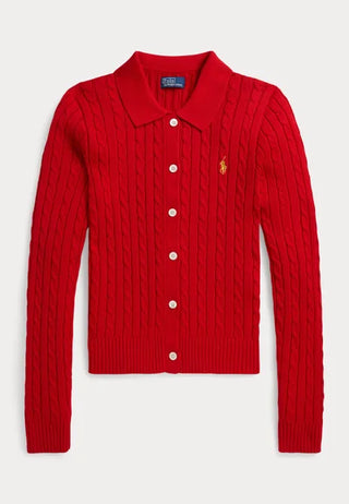 Sweater Polo Ralp Lauren Cable-Knit Cotton Cardigan Rojo