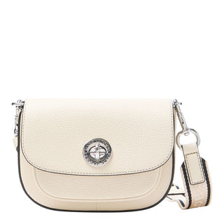 Crossbody Marc Jacobs Signet Turn Lock Leather Saddle Bag Marshmallow