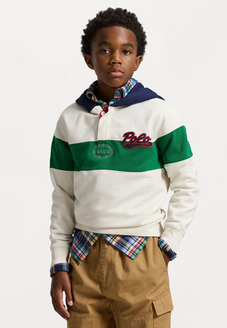Poleron Ralph Lauren Fleece Rugby Hoodie White/Green