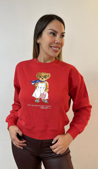 Poleron Polo Bear Ralph Lauren Terry Sweatshirt Starboard Red