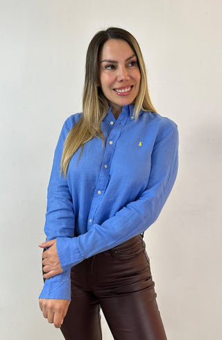 Camisa Polo Ralph Lauren celeste lino