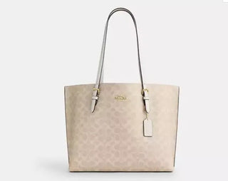 Tote Coach Mollie Tote Bag in Signature Canvas Sand/Chalk