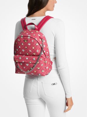 Mochila Michael Kors Slater Medium Printed Signature Logo Dark Rapsberry