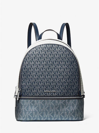 Mochila Michael Kors Rhea Medium Zip Navy Blue Shimmer White