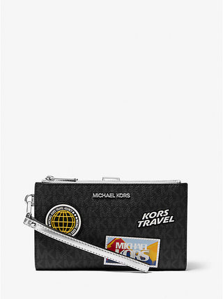 Billetera Michael Kors Jet Set Travel Large Embellished Signature Logo Wristlet Black