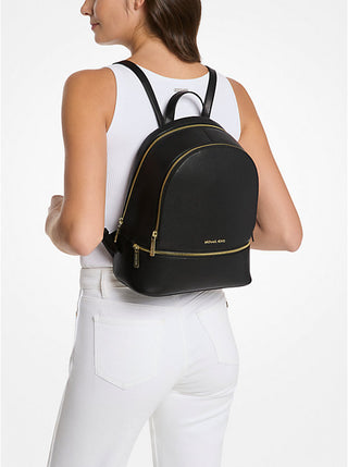 Mochila Michael Kors Rhea Medium Leather Backpack BLACK