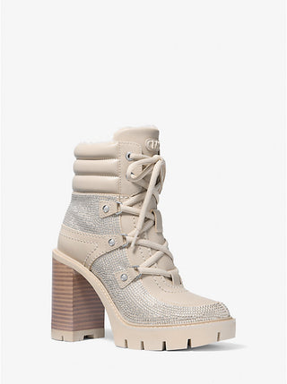Botines Michael Kors Asher Crystal Embellished Boot Bone