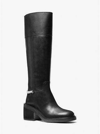 BOTAS MICHAEL KORS CARLISLE LEATHER RIDING BOOT BLACK
