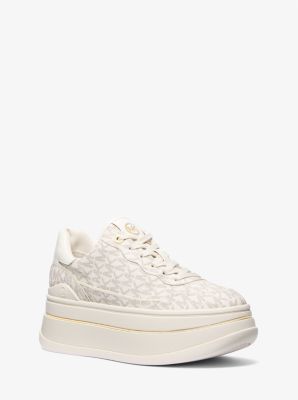 Zapatillas Michael Kors Hayes Lace Up MK Sig Semi Lux SM Vainilla