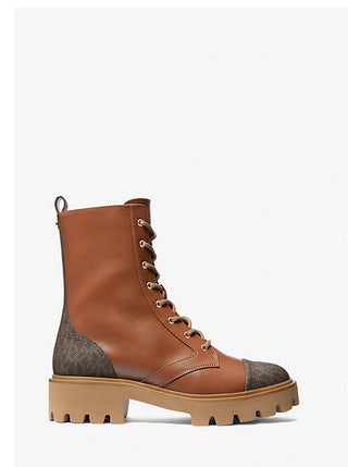 Botines Michael Kors Weiss Leather and Signature Logo Combat Boot Lugg Multi