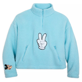 Poleron Disney Mickey Mouse Peace Sign Fleece Top for Mujer