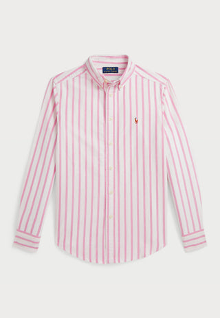 Camisa Ralph Lauren Oxford Rayas Blancas y Fucsia