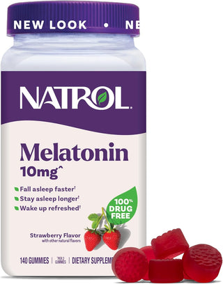 Natrol Melatonin 10 mg 140 Gummies Strawberry Flavor