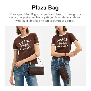 Cartera Coach Plaza Bag In Signature Canvas Maple