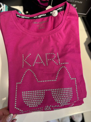 Polera Karl Lagerfeld choupette stud tee french fuchsia