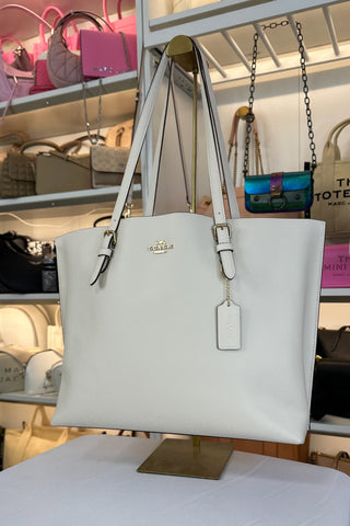 Tote Coach Mollie Leather in Chalk Ligth Saddle