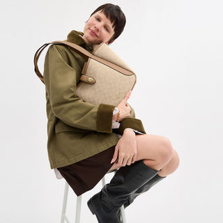 Tote Coach Hadley Turnlock Tote Bag With Signature Canvas Dark Natural Multi