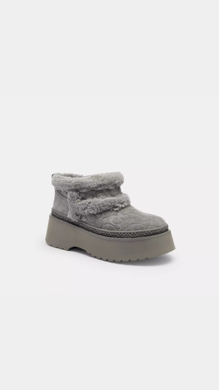 Botín Coach Christina Bootie In Signature Suede Charcoal