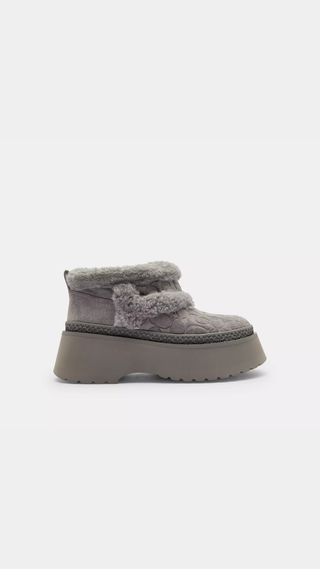 Botín Coach Christina Bootie In Signature Suede Charcoal