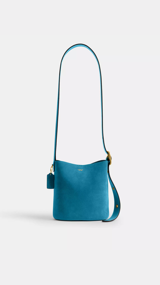 Crossbody Coach Bleecker Bucket Bag 21 Dark Brass Sea Blue