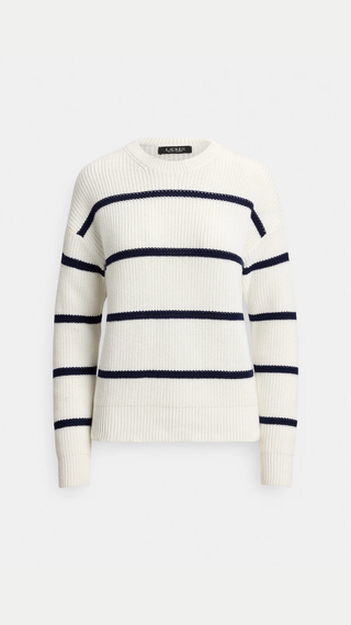 Sweater Polo Ralph Lauren Striped Rib Knit Cotton White