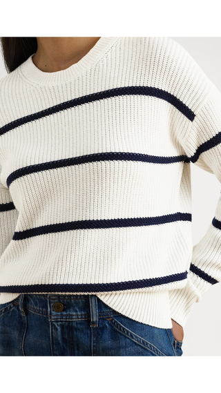 Sweater Polo Ralph Lauren Striped Rib Knit Cotton White