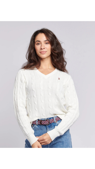 Sweater US Polo ASSN Cuello V Blanco