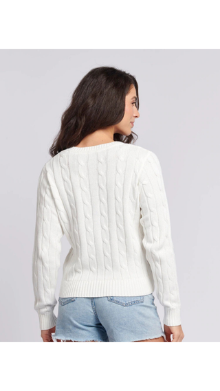 Hoodie US Polo Crew Cable-Knit Cotton White