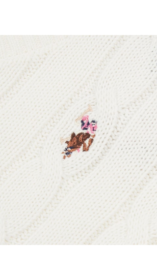 Hoodie US Polo Crew Cable-Knit Cotton White
