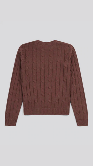 Hoodie US Polo Crew Cable-Knit Cotton Brown