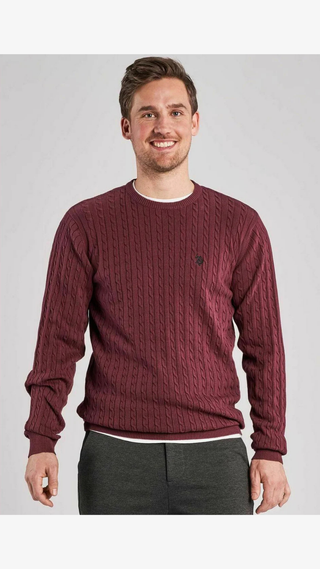 Sweater US Polo cotton crew Burdeos