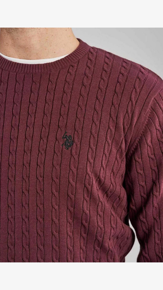 Sweater US Polo cotton crew Burdeos