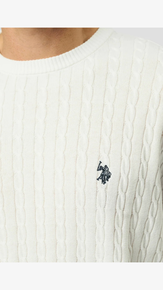 Sweater US Polo cotton cable Blanco