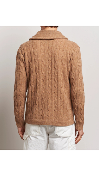 Sweater Polo Ralph Lauren Shawl Cable Cardigan Marron