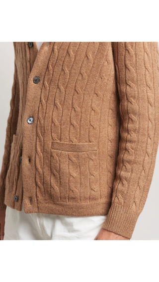 Sweater Polo Ralph Lauren Shawl Cable Cardigan Marron