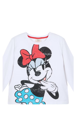 Polera C&A Manga Larga Minnie Blanco