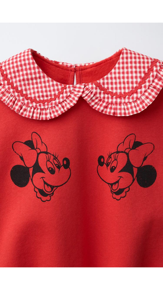Poleron Zara Cuello Bobo Cuadrille Minnie Rojo