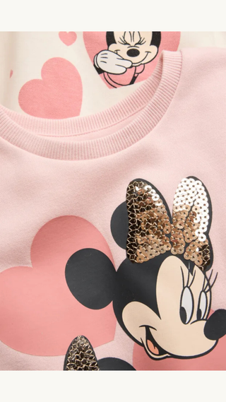Set 2 Polerones C&A Blanco Corazones Minnie Rosa