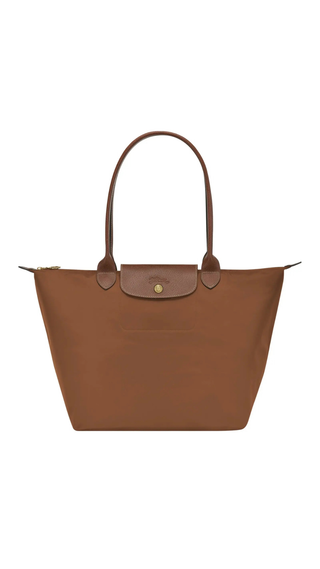 Bolso LongChamp Nylon Mediano Asas Largas Chocolate