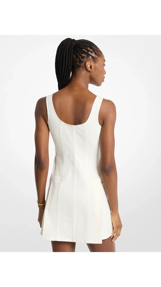 Pleated Demin Mini Dress Michael Kors Bone