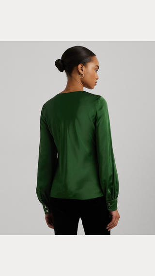 Blusa Polo Ralph Lauren Cutout Catin Charmeuse Blouse Verde