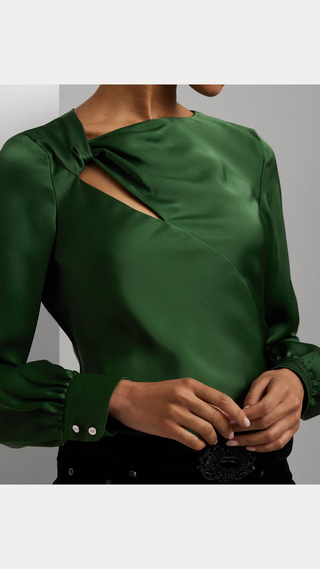 Blusa Polo Ralph Lauren Cutout Catin Charmeuse Blouse Verde