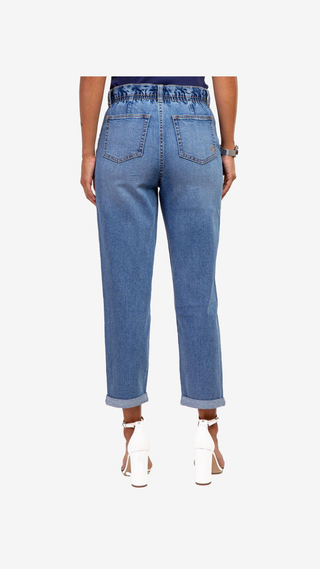 Pantalon US Polo PaperBag Cropped Jean Azul claro