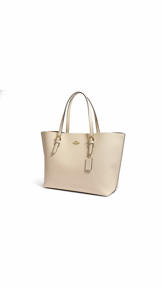 Tote Coach Mollie Leather in Chalk Ligth Saddle