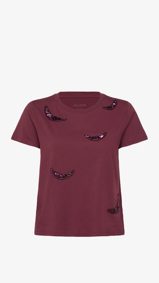 Polera Zadig & Voltaire Alcy HC Embroidery Wings Burgundy