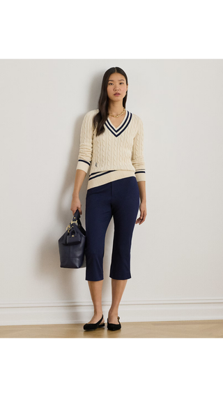 Sweater Polo Ralph Lauren Cable-Knit Cotton Cricket Crema