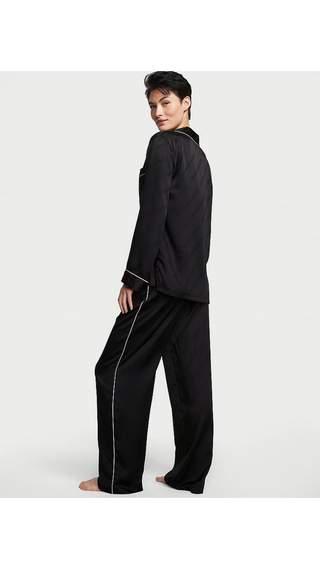 Pantalon Pijama Victoria Secret Satin Long Set Black & White