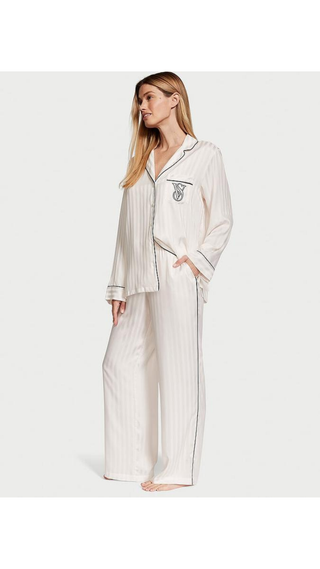 Pantalon Pijama Victoria Secret Satin Long Set White