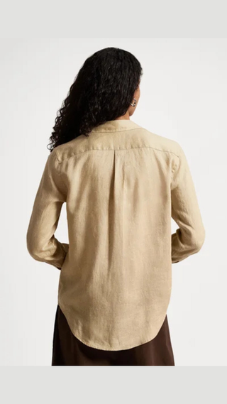 Camisa Polo Ralph Lauren Fit Belted Linen Beige