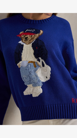 Sweater Ralph Lauren Bear Logo Azul